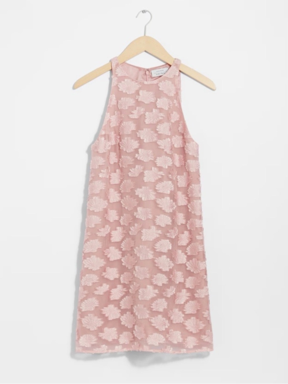 Pink Floral Jacquard appliqué sleeveless mini Dress